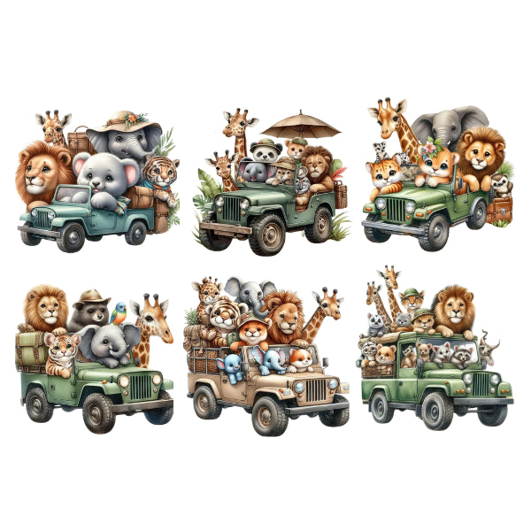 Safari Animals 2 White Cloud Decor Transfer