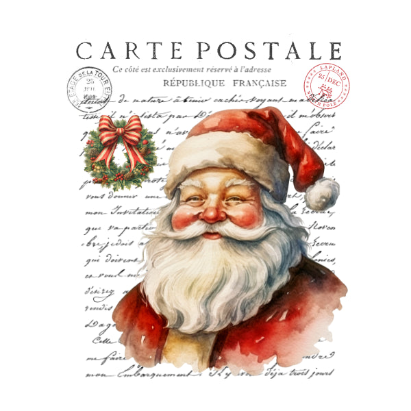 Santa Carte Postale White Cloud Decor Transfer