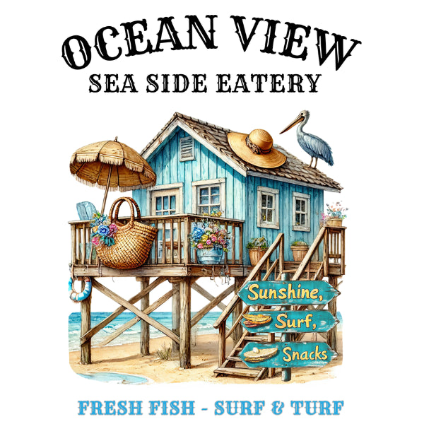 Sea Side Eatery White Cloud Decor Transfer