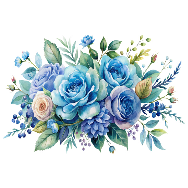 Floral arrangement with blue and green flowers Seaside Bouquet White Cloud Decor Transfer