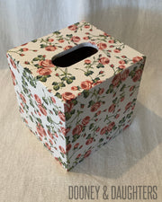 Small Roses White Square Tissue Box