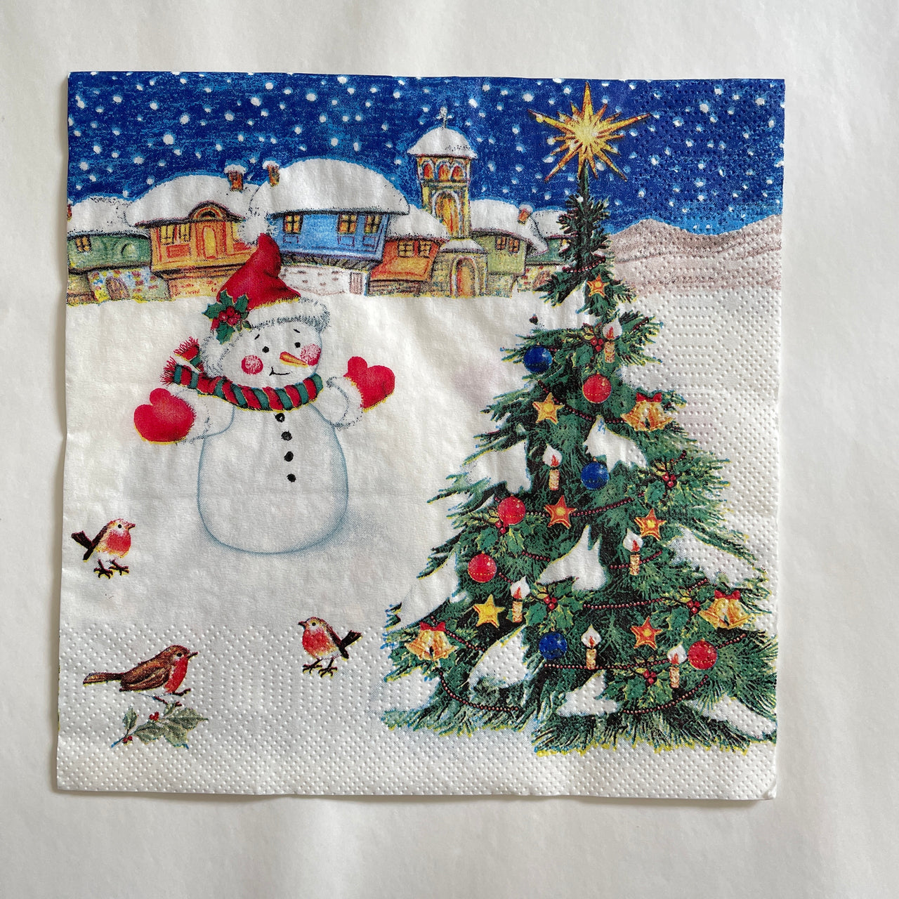 Napkin - Snowman with Xmas Tree