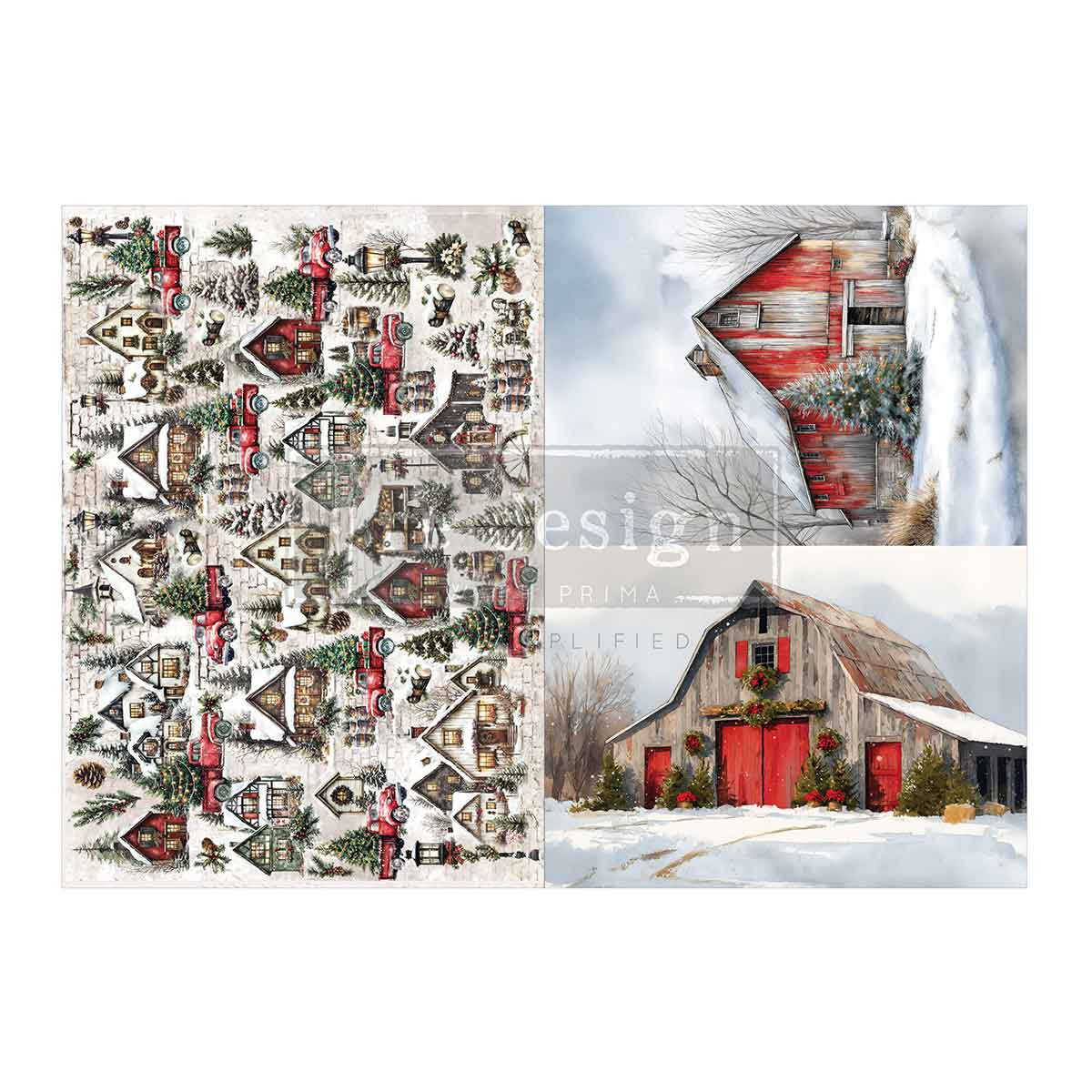 Decoupage Fiber A3 - Snowy Village 2 Sheets