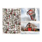 Decoupage Fiber A3 - Snowy Village 2 Sheets