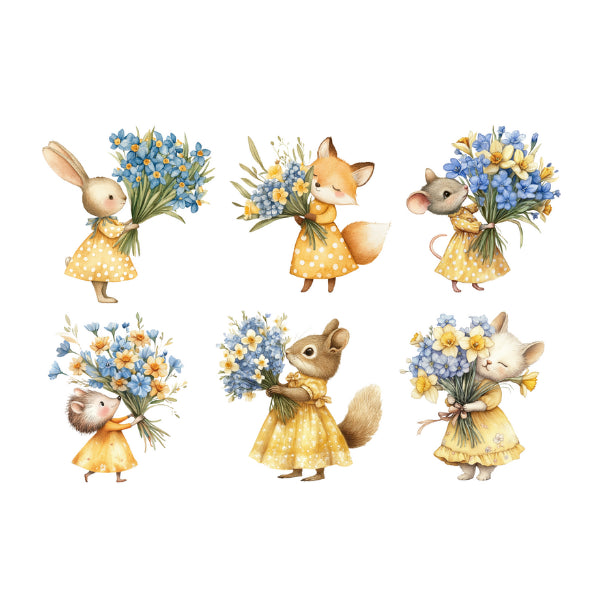 Spring Bouquets White Cloud Decor Transfer