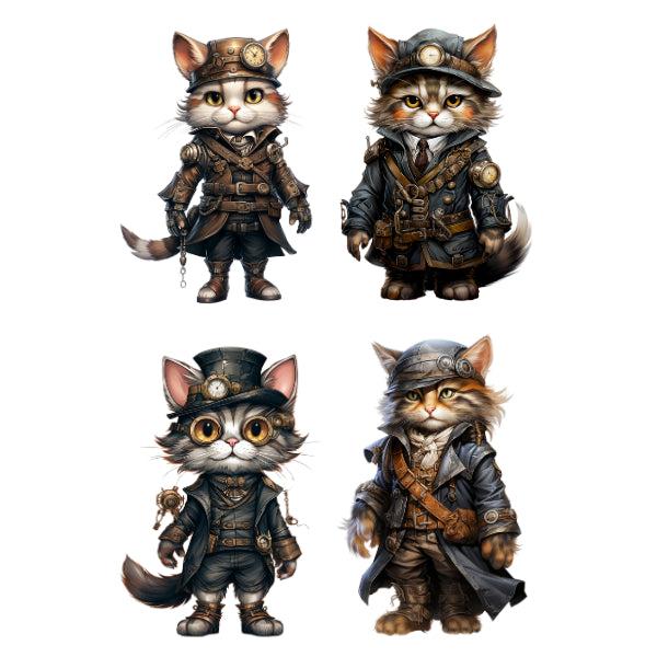 Steam Punk Cats 1 White Cloud Decor Transfer