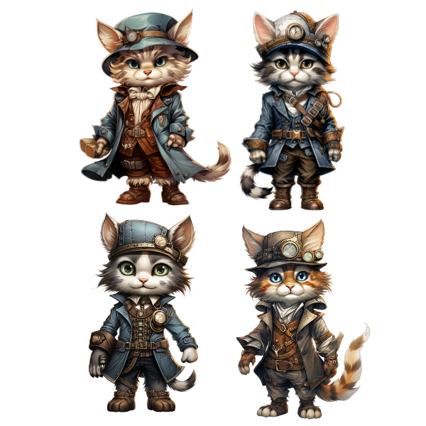 Steam Punk Cats 4 White Cloud Decor Transfer