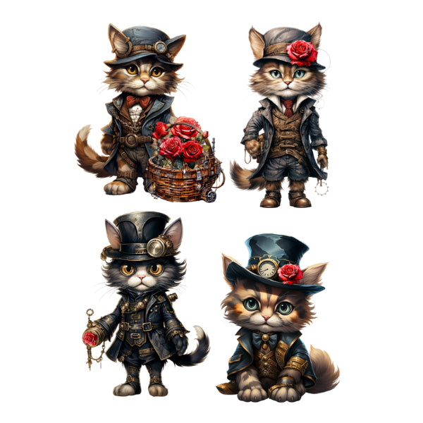 Steam Punk Cats 6 White Cloud Decor Transfer