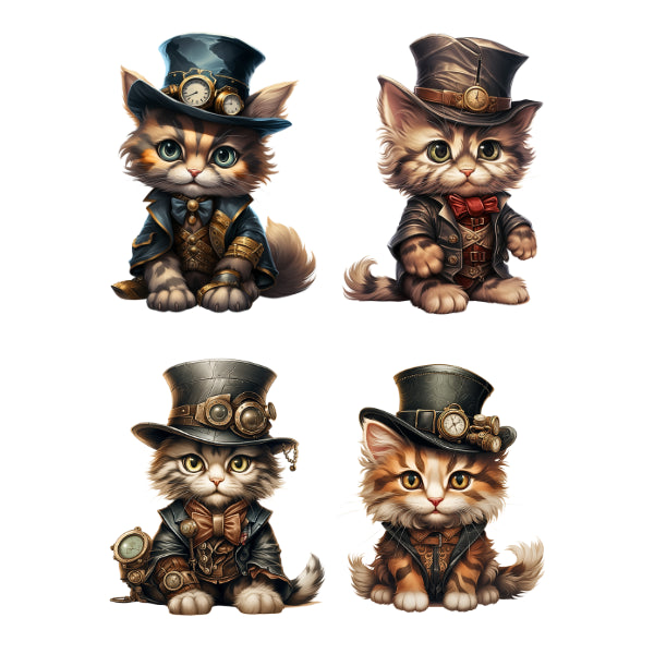 Steam Punk Kittens 1 White Cloud Decor Transfer