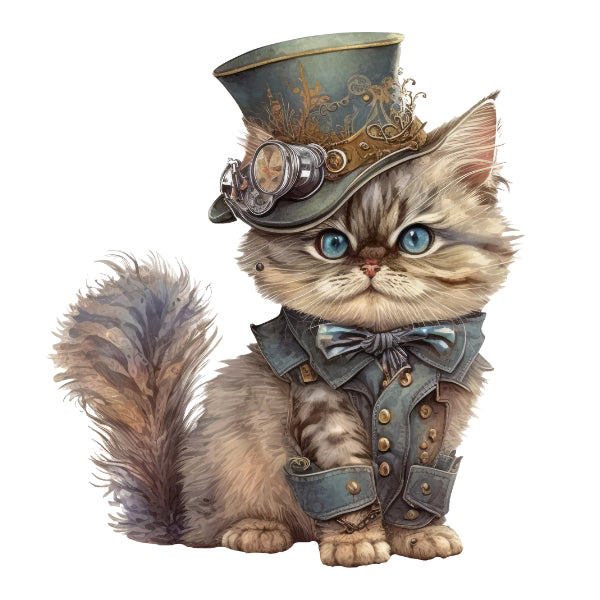 Steam Punk Kittens 2 White Cloud Decor Transfer