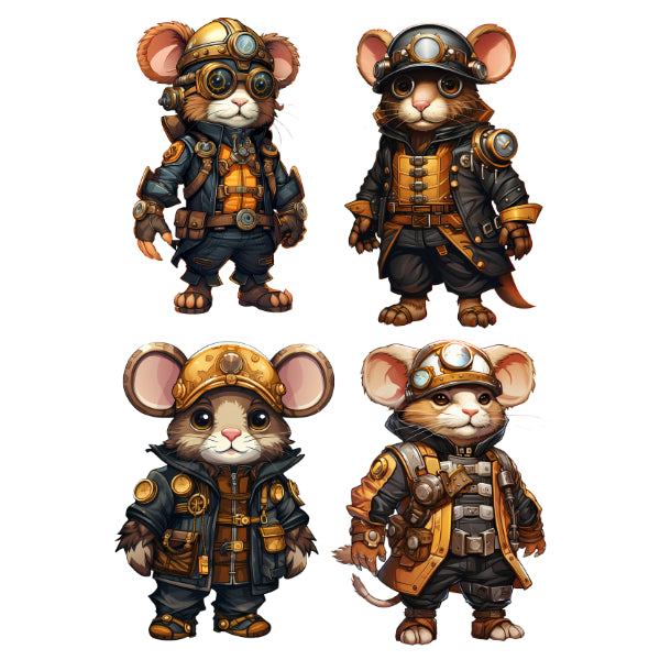 Steam Punk Mice 2 White Cloud Decor Transfer