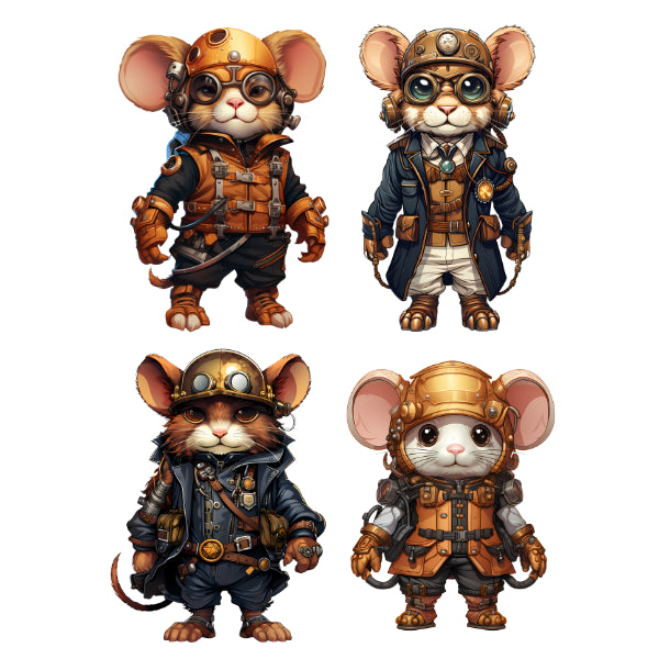 Steam Punk Mice 3 White Cloud Decor Transfer