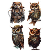 Steam Punk Owls White Cloud Decor Transfer