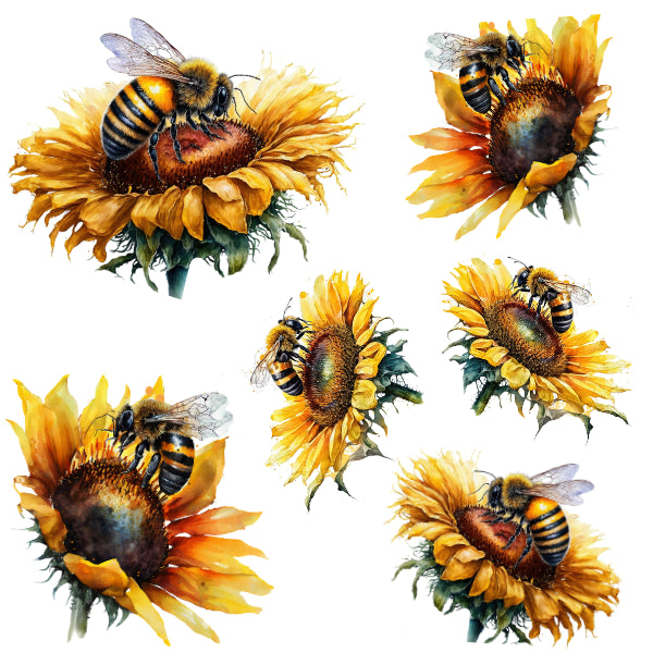 Sunflowers & Bees White Cloud Decor Transfer