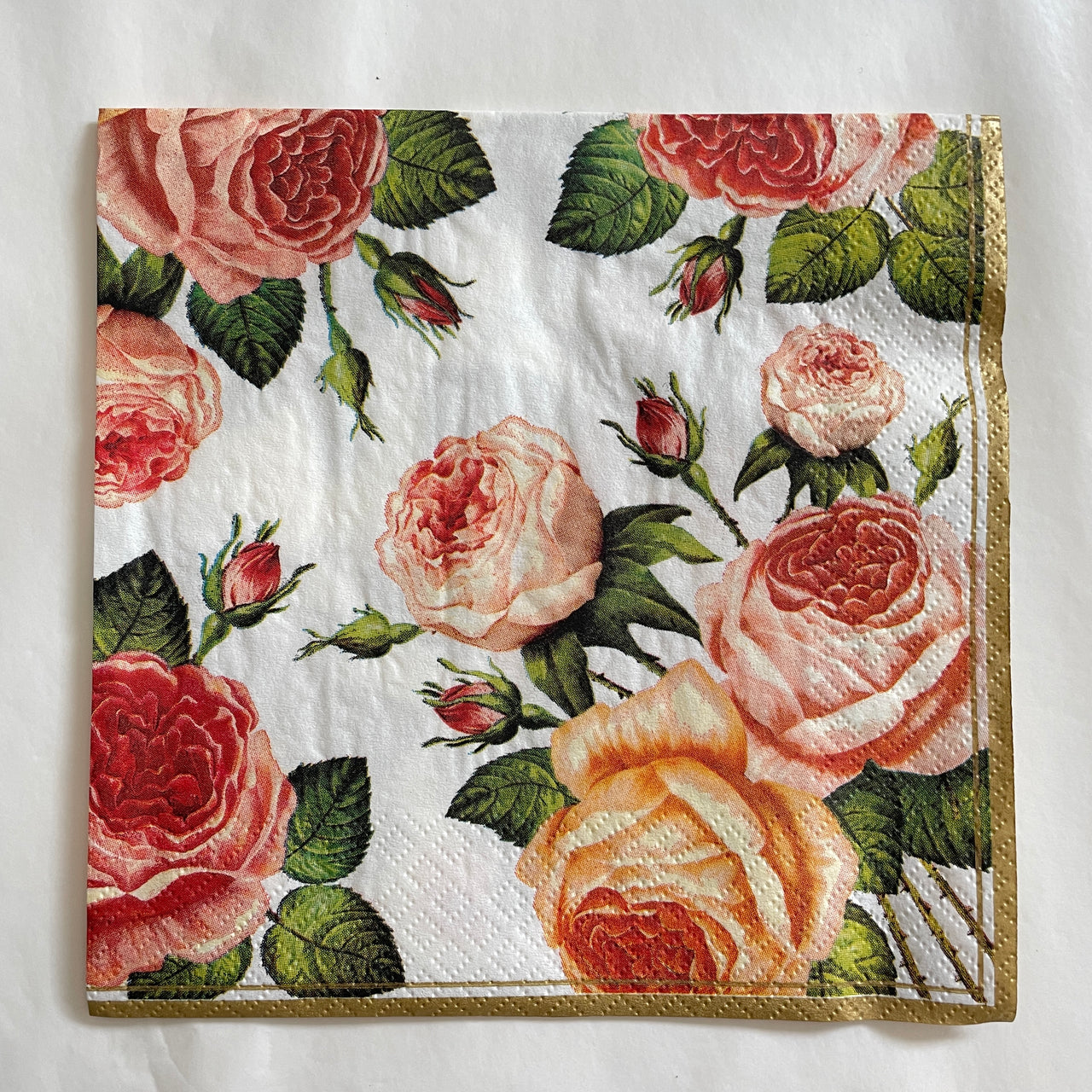 Napkin - Tea Roses White