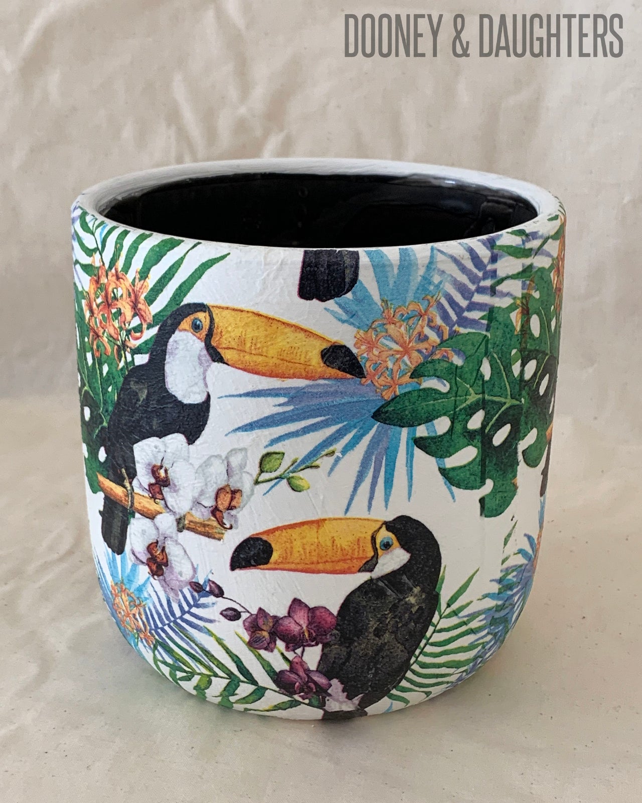 Toucans with Jungle Plants Pot
