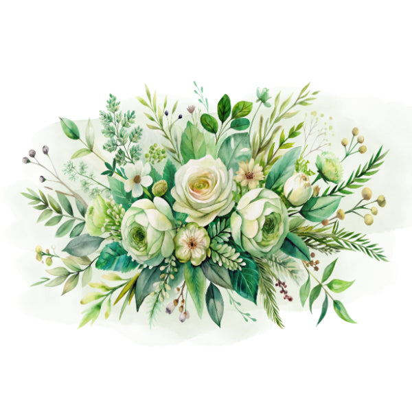Verdant Blooms White Cloud Decor Transfer