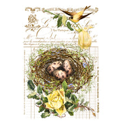 Vintage Bird Nest White Cloud Decor Transfer