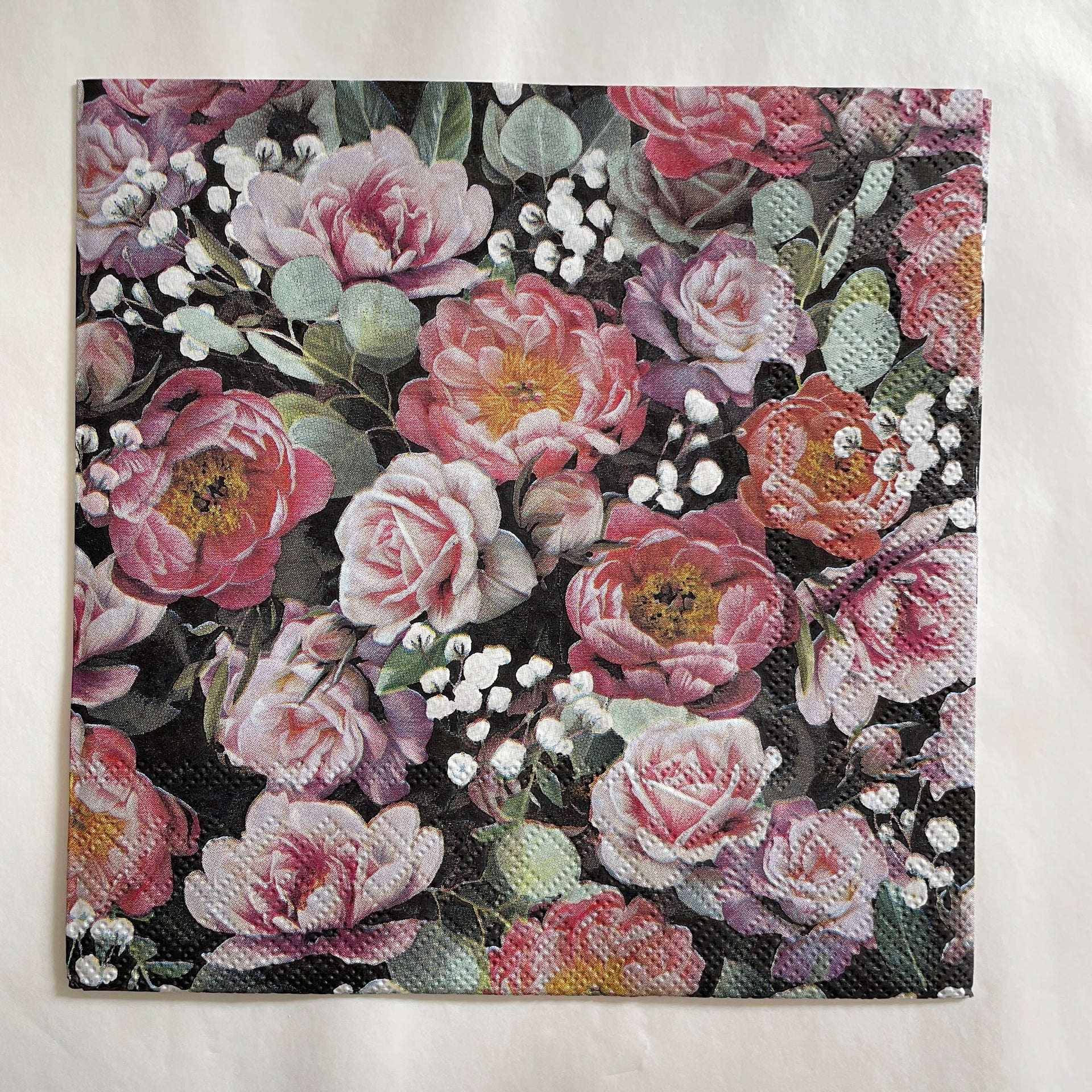 Napkin - Vintage Flowers Black
