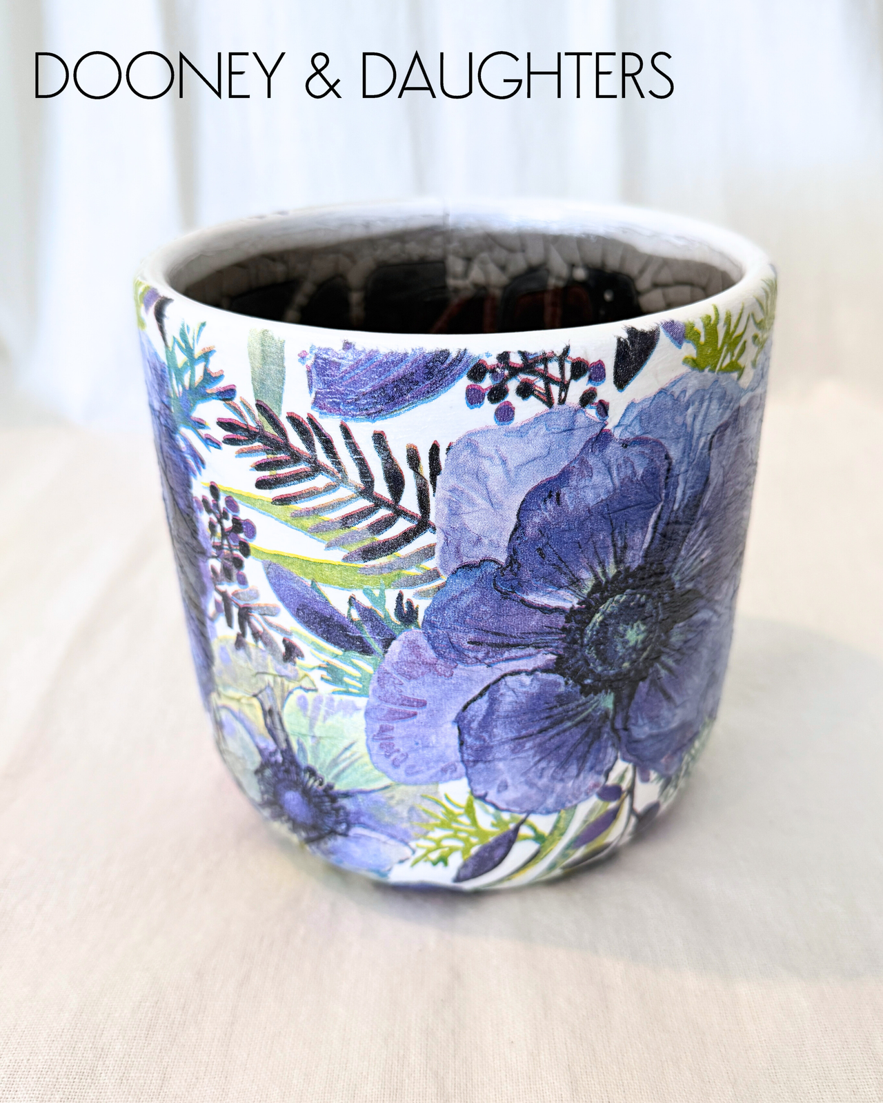 Large Pot - Vintage Purple Flowers