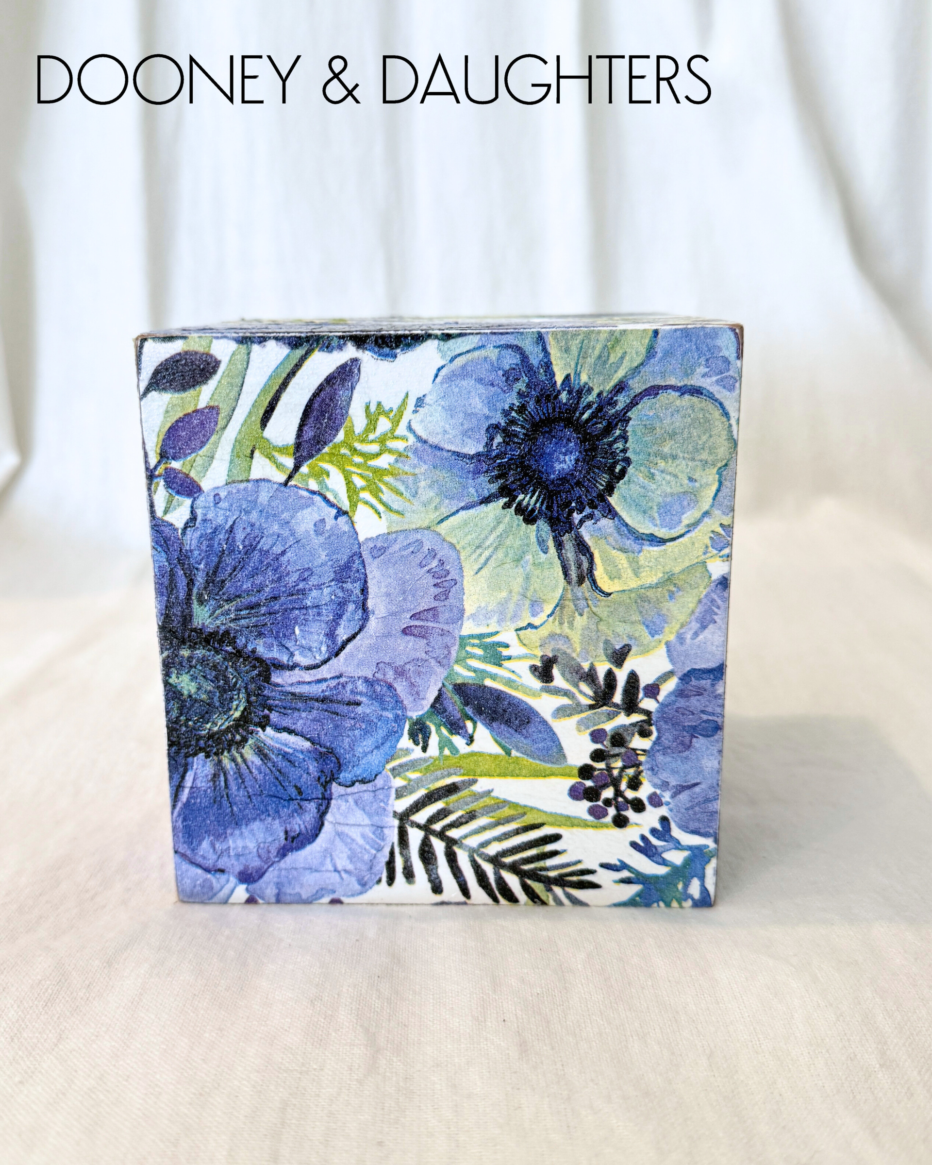 Vintage Purple Flowers Square Tissue Box
