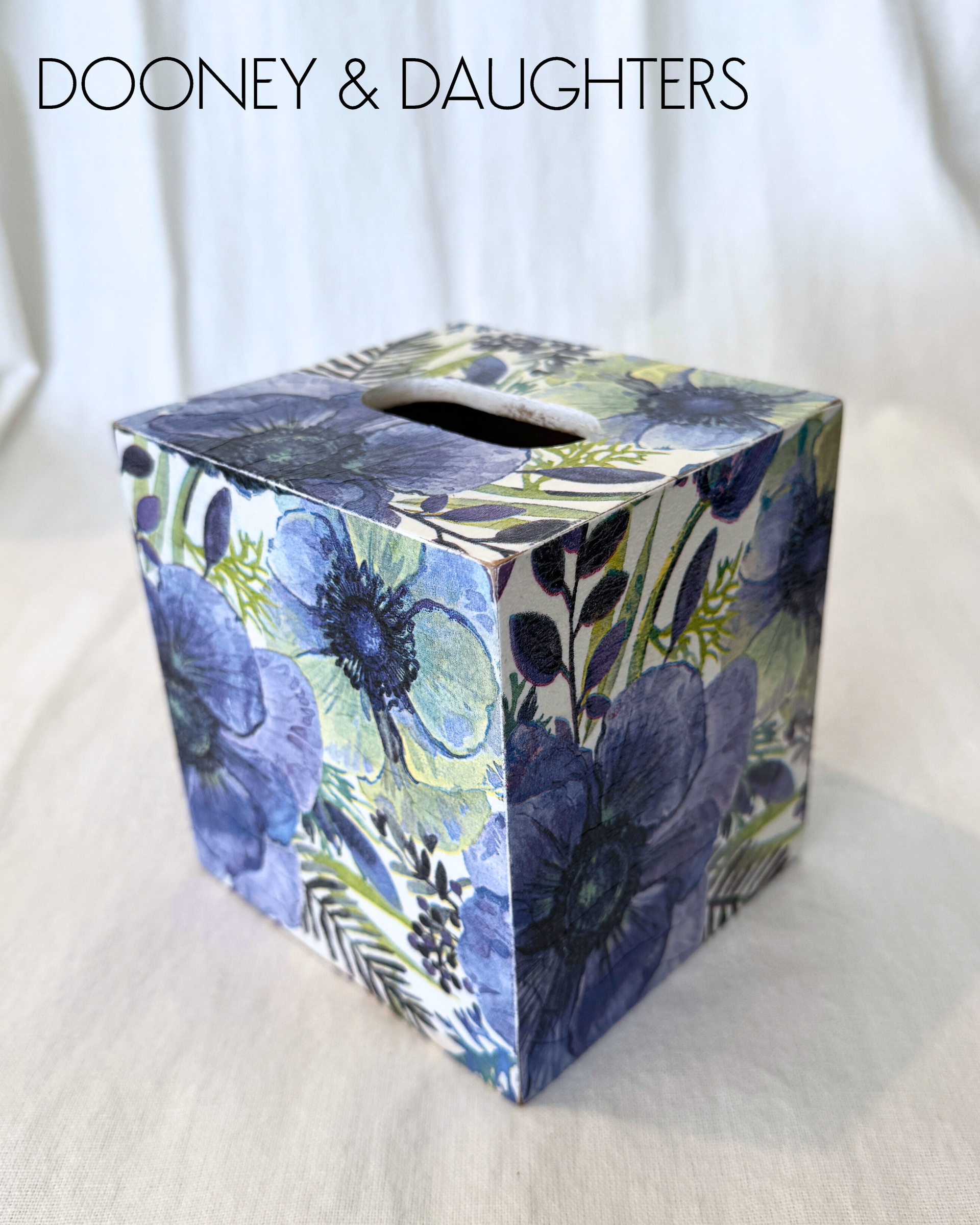 Vintage Purple Flowers Square Tissue Box