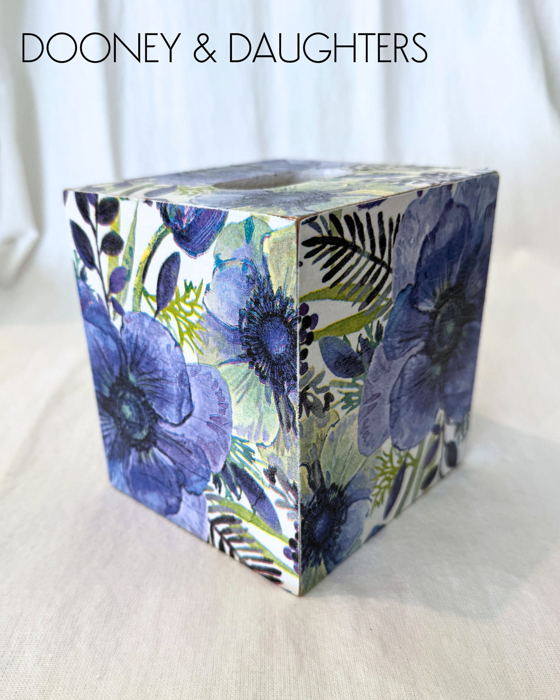 Vintage Purple Flowers Square Tissue Box
