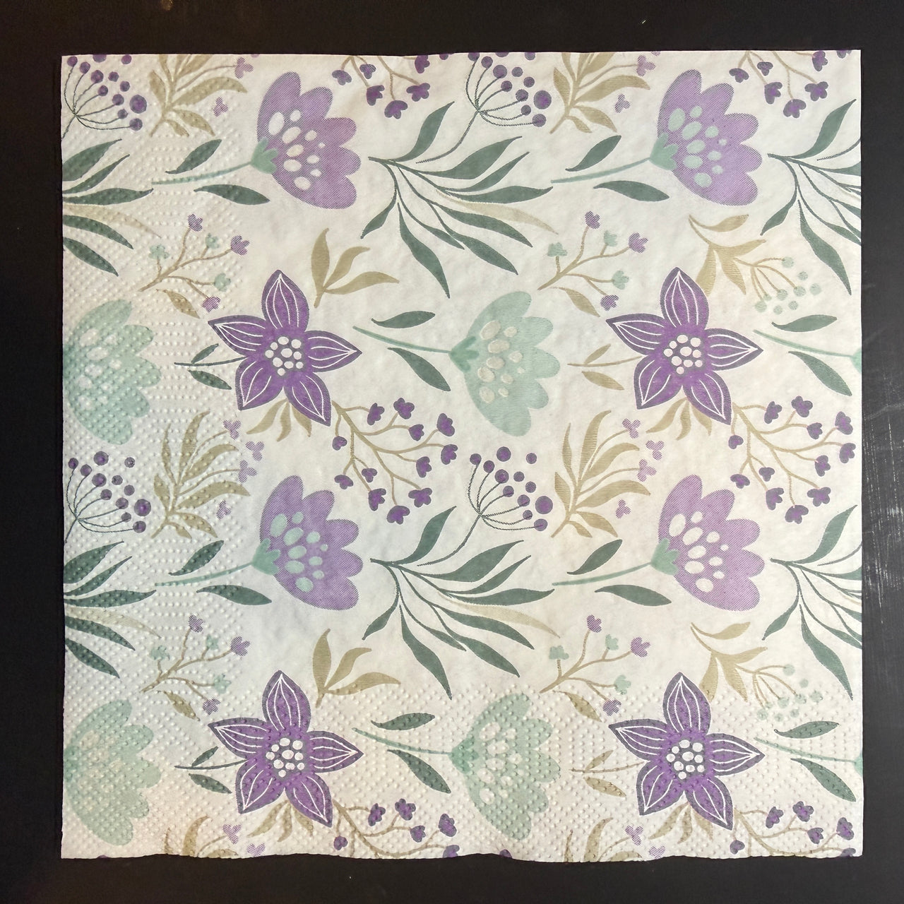 Napkin - Violet & Mint Flowers