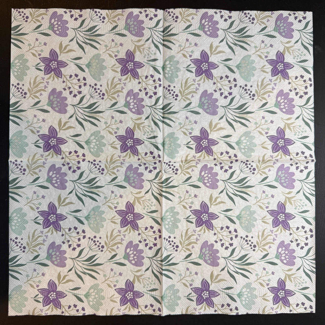 Napkin - Violet & Mint Flowers