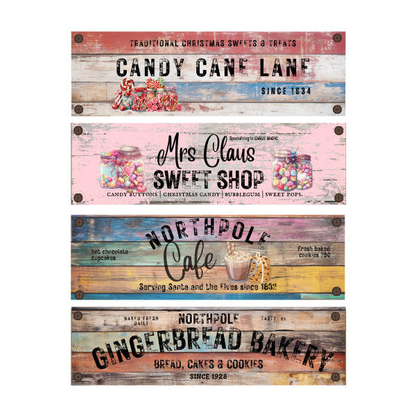 Christmas Wood Signs White Cloud Decor Transfer