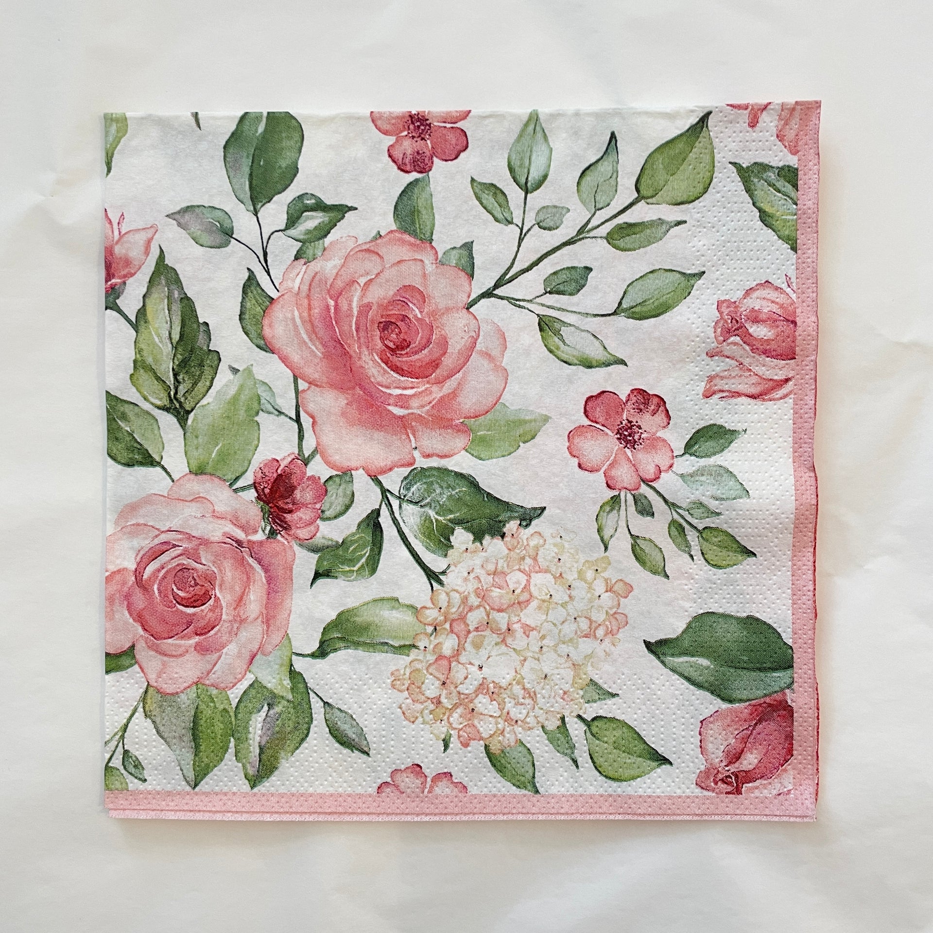 Napkin - Watercolour Roses with Hydrangea