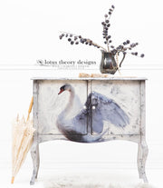 White Swan Decoupage Paper