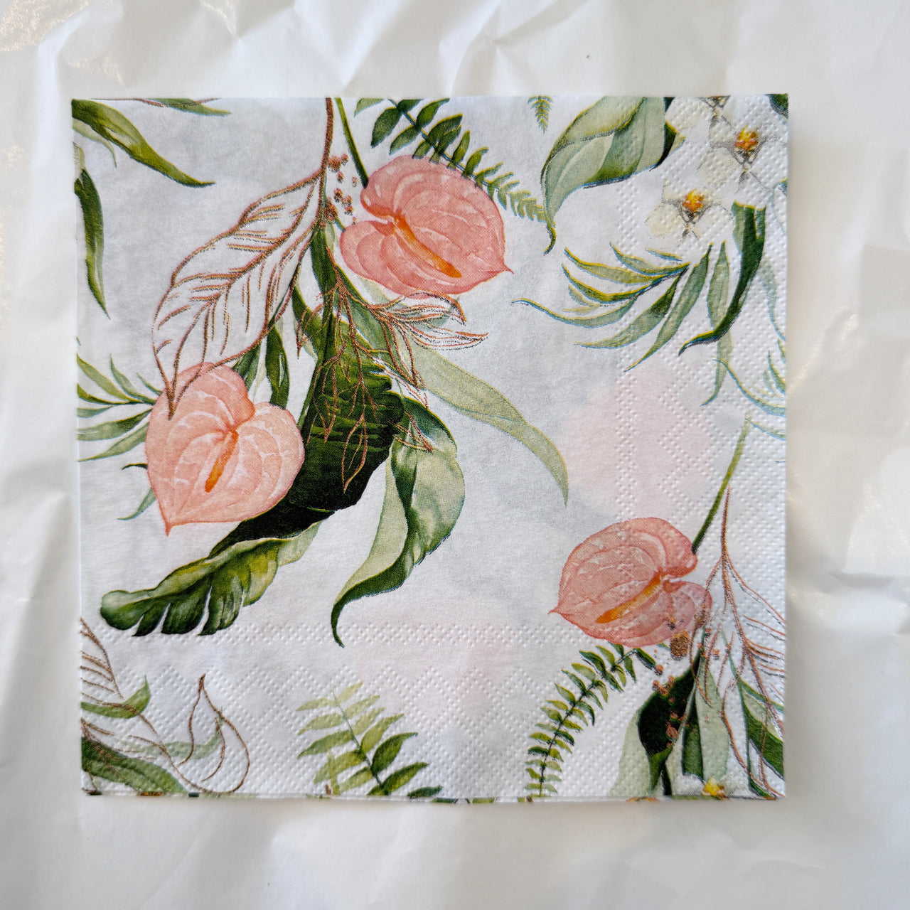 Napkin - White Flowers On White