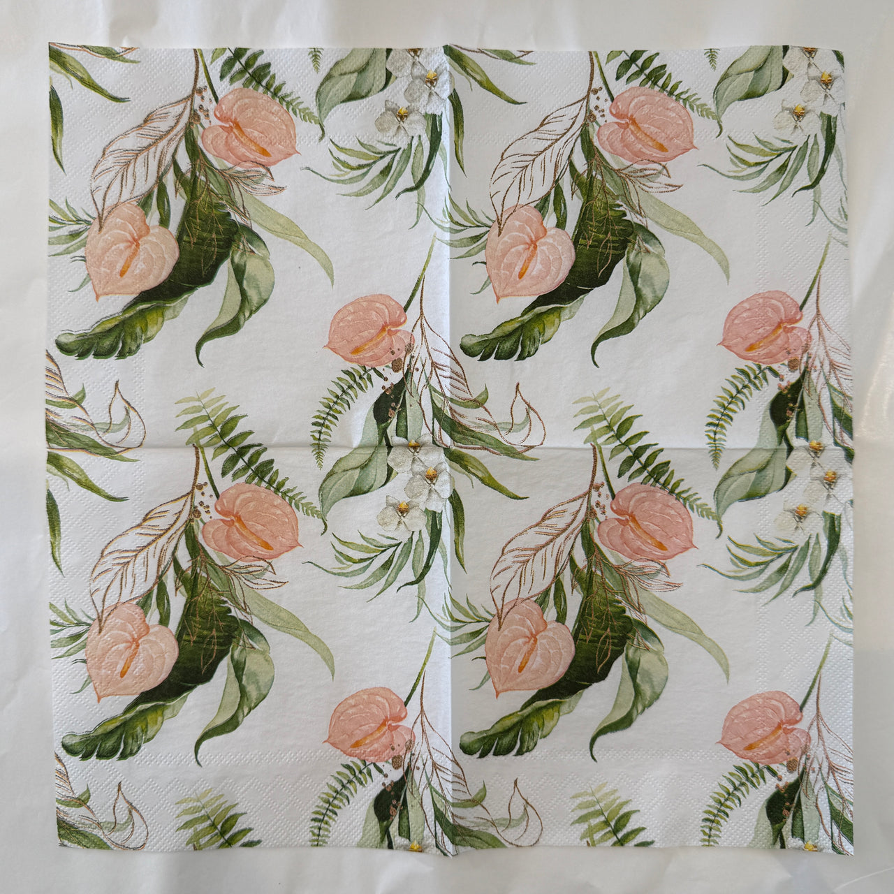 Napkin - White Flowers On White