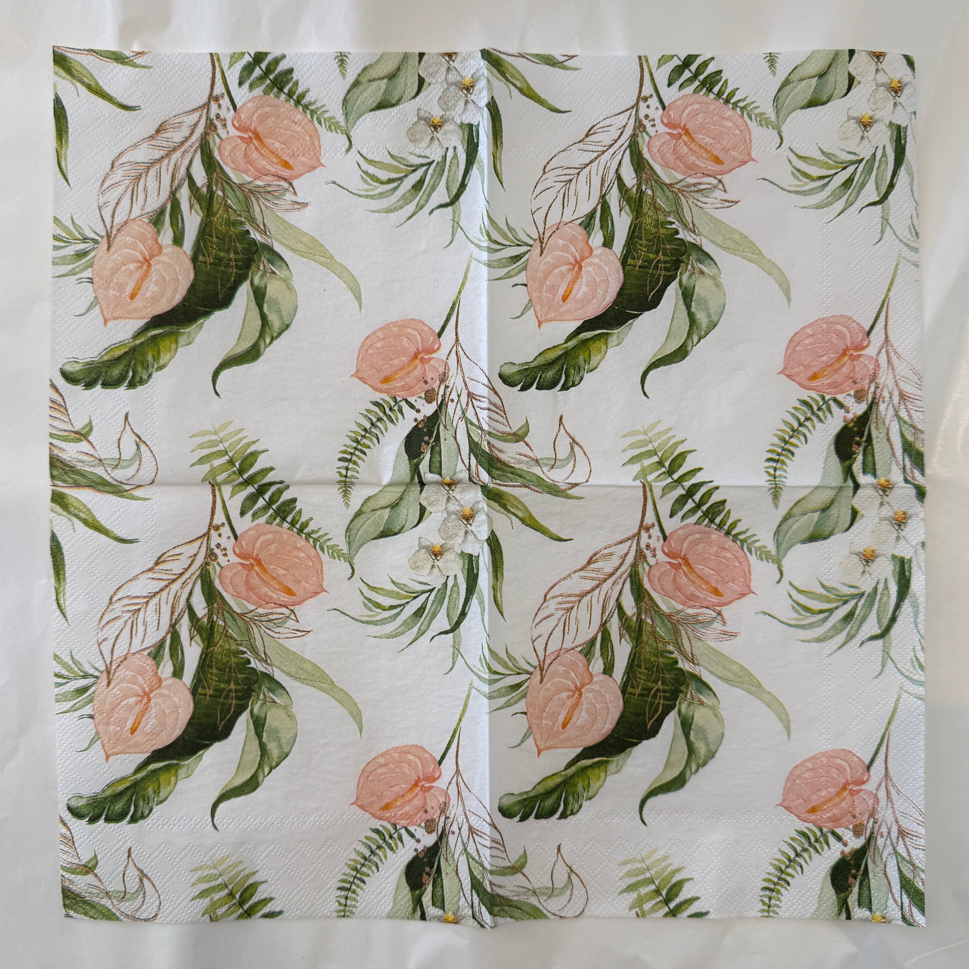 Napkin - White Flowers On White