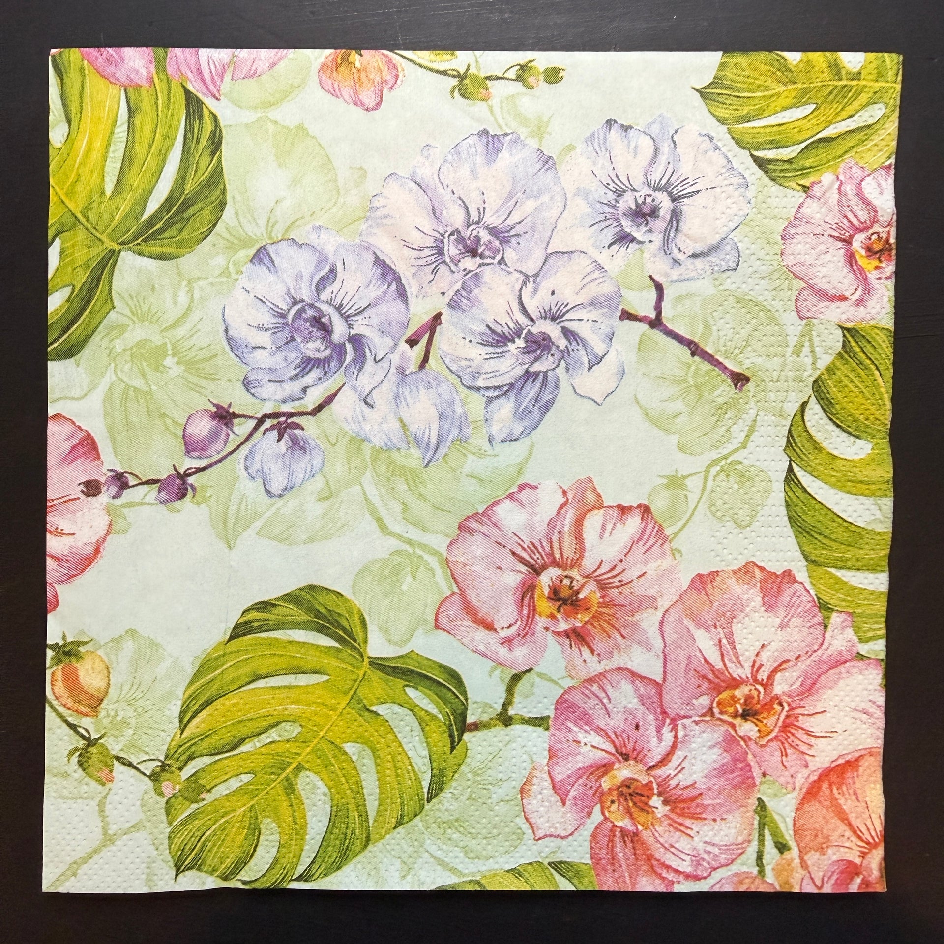 Napkin - Wild Orchid With Monstera