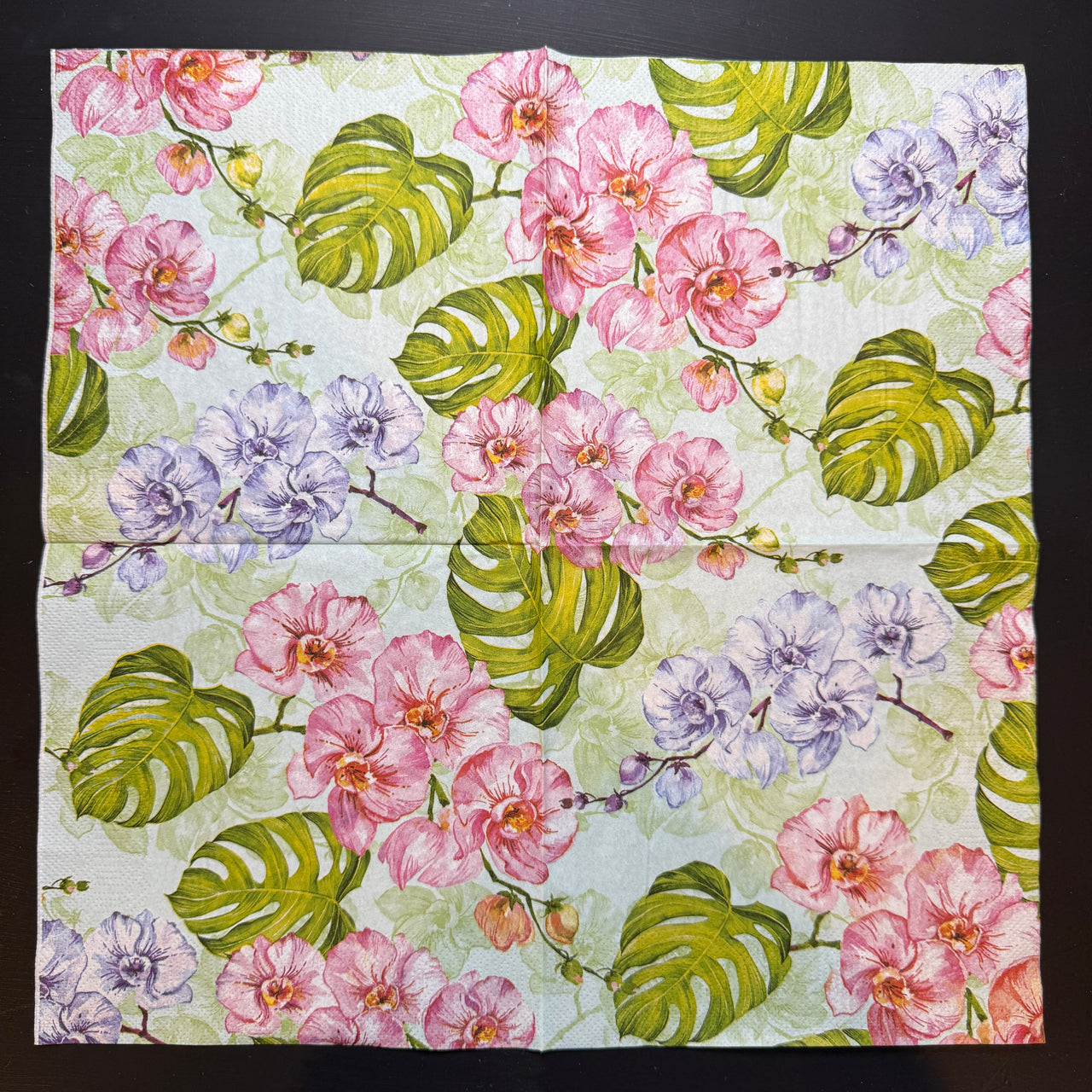 Napkin - Wild Orchid With Monstera