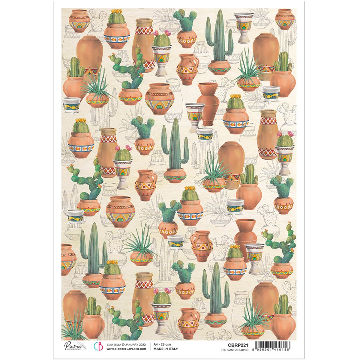 A4 Rice Paper Cactus Lover