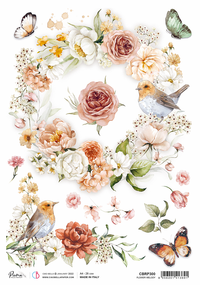 A4 Rice Paper Flower Melody