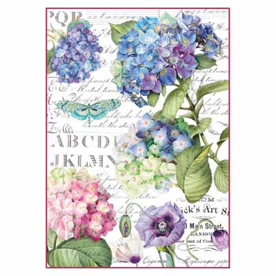 A4 Rice Paper Hortensia and Dragonfly