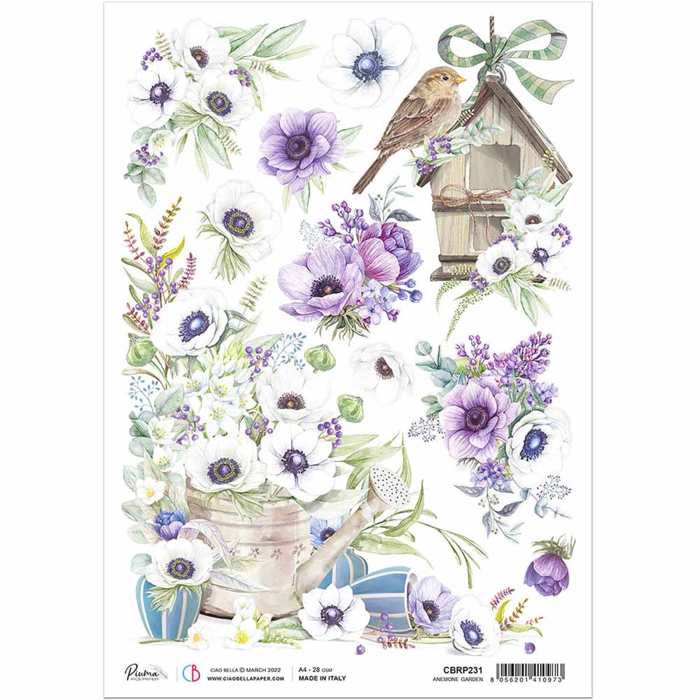 A4 Rice Paper - Anemone Garden