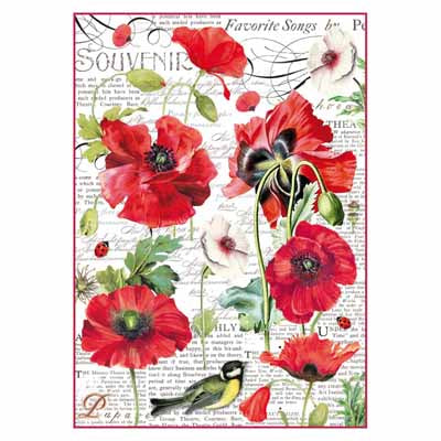 Botanic Poppy A4 Rice Paper