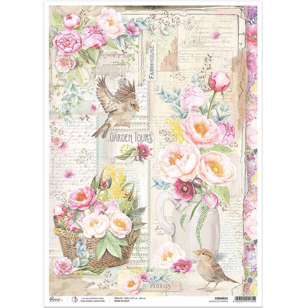 A3 Rice Paper - Bouquet Of Peonies
