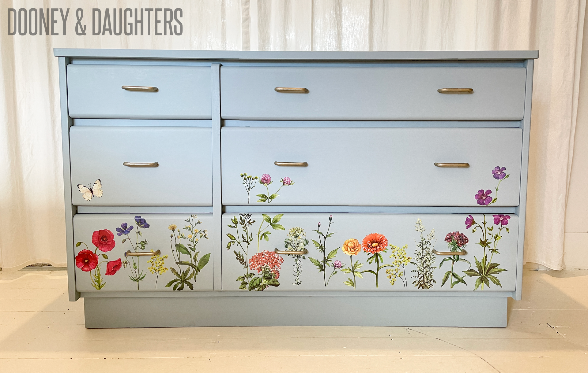 Bach Blue Lowboy with Flowers
