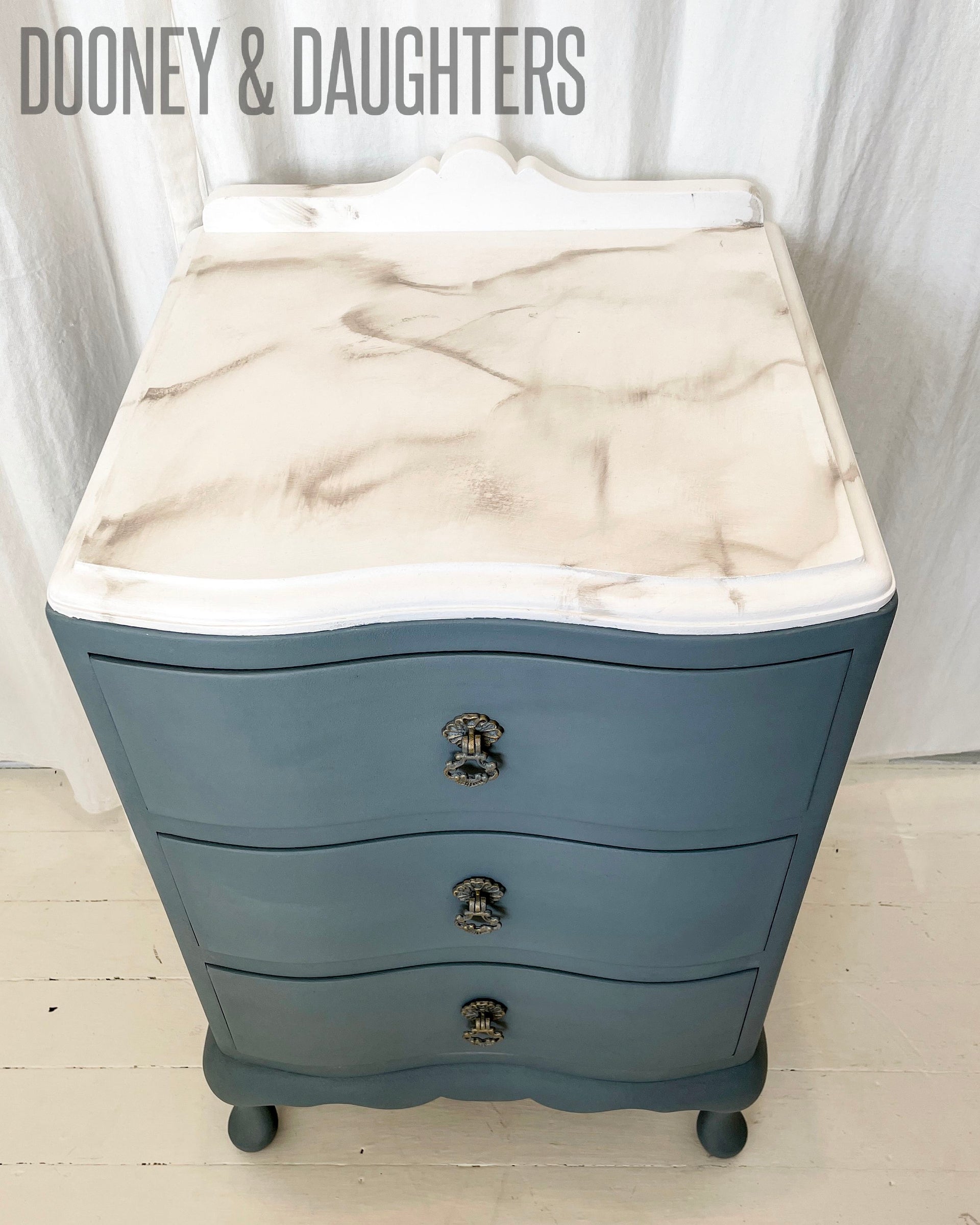 Stormy Creek Faux Marble Bedsides