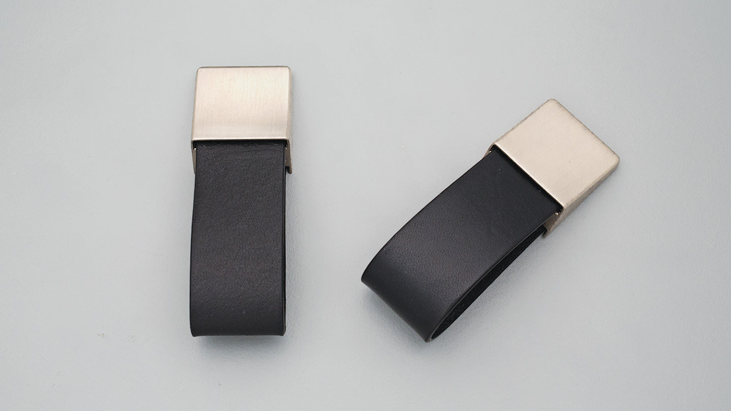 L832 Black Leather Strap with Stainless Steel Mount