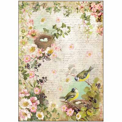 A4 Rice Paper - Peach Blossoms & Nest