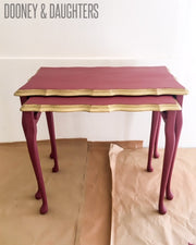 Red and Gold Painted Side Tables