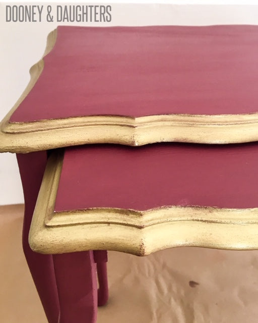 Red and Gold Painted Side Tables
