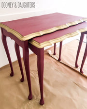 Red and Gold Painted Side Tables